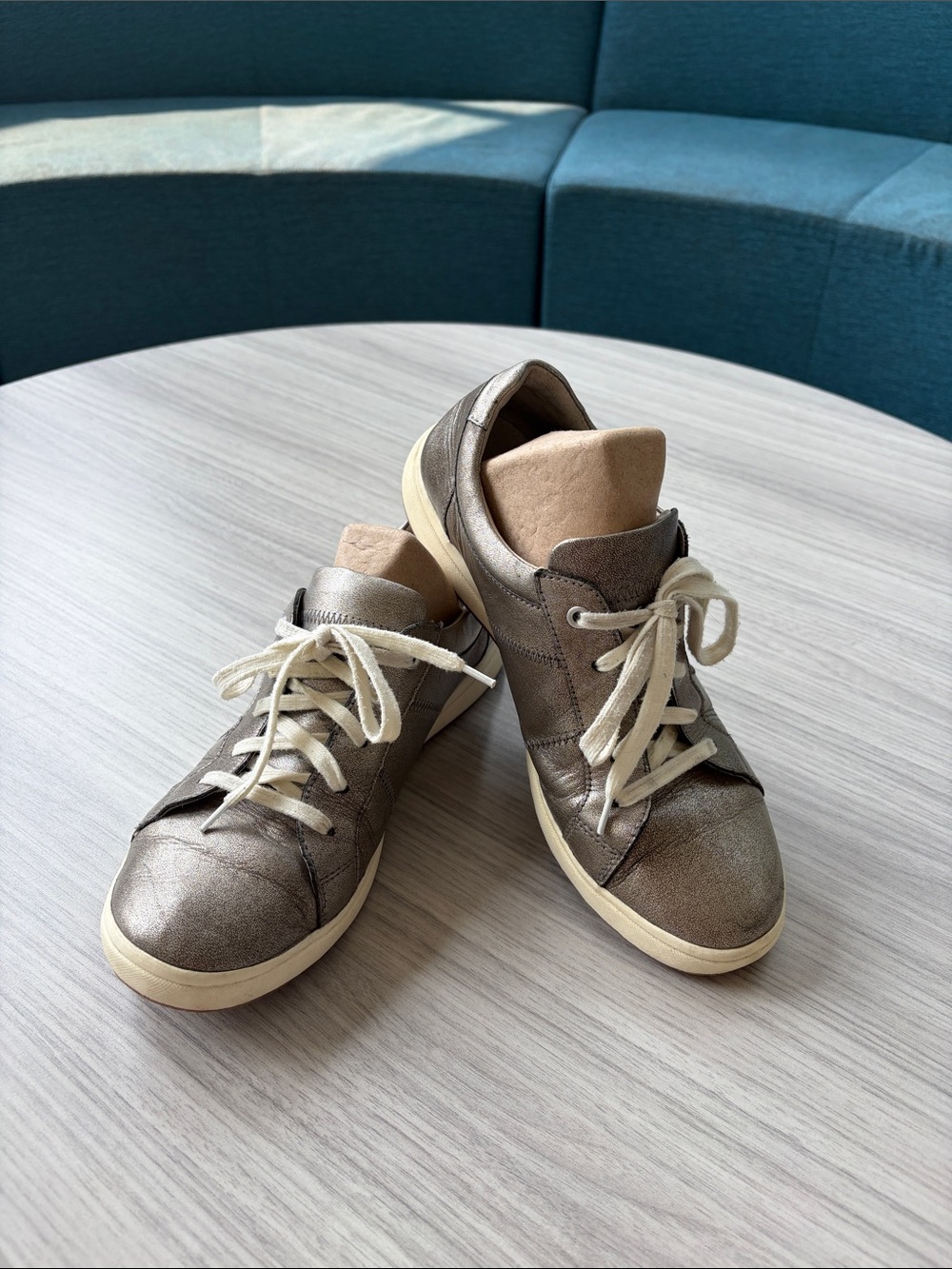 Josef Seibel Metallic Taupe Sneakers with Cream Soles